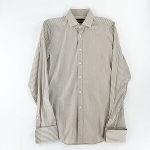 Gucci Slim Brown Striped Long Sleeve Button Down Dress Shirt Top